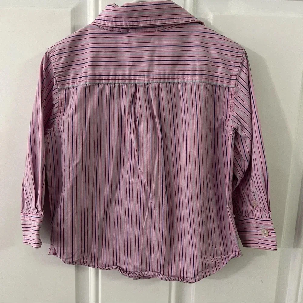 Baby Gap toddler boys 2 years 2T pink blue stripe dress shirt